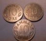 e.114 Dänemark 3er Lot 10 Öre 1974 1975 1976