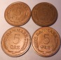 e.119 Dänemark 4er Lot 5 Öre 1969 1970 1971 1972