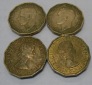 TK10 Großbritannien 4er Lot, 3 Pence George VI 1941 1944 + El...