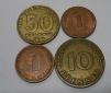 TK39 DDR/BRD 4er Lot, 50 Pfennig 1950 A, 10 Pfennig 1950 F, 1 ...