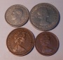 TK45 Großbritannin 4er Lot 6 Pence 1950, 1 Schilling 1966, 1/...