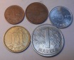 TK55 Finnland 5er Lot, 1 Penniä 1966, 5 Penniä 1972 1980, 10...