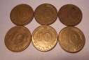 M.132. BRD 6er Lot, 10 Pfennig 1979F+1983J+1990F+1995F+1996J