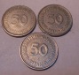 M.137. BRD 3er Lot, 50 Pfennig 1971D + 1990A + 1993A