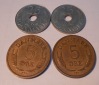 TK64 Dänemark 4er Lot, 5 Öre 1963 1964, 25 Öre 1977 1978