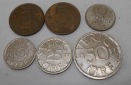 TK73 Schweden 6er Lot, 5 Öre 1972 1973, 10 Öre 1963 1978, 25...