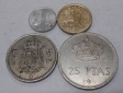 TK76 Spanien 4er Lot, 1 Pesete 1998, 5 Pesetas 1975 (79 im Ste...