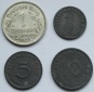 Deutsches Reich: Lot aus vier seltenen Kleinmünzen
