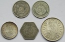 Naher Osten: Lot aus fünf verschiedenen Silbermünzen, zusamm...