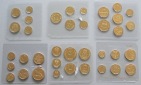 Europa: Lot aus sechs vergoldeten Kursmünzensätzen