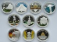 Mongolei/Palau: Lot aus zehn versilberten Gedenkmünzen