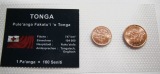 Tonga, 1 centi 2005 und 2 centi 2002 im Blister
