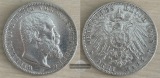 Dt. Kaiserreich,Württemberg 3 Mark  1909 F   Wilhelm II. 1891...