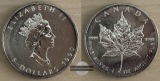 Kanada.  5 Dollar 1990 Maple Leaf   FM-Frankfurt    Feinsilber...