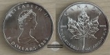Kanada.  5 Dollar 1989 Maple Leaf   FM-Frankfurt    Feinsilber...