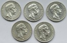 Kaiserreich: Preußen, 3 Mark Wilhelm II. (Jaeger 103), 5 Stü...