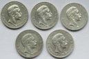 Kaiserreich: Preußen, 5 Mark Wilhelm II. (Jaeger 104), 5 Stü...
