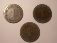 I11 KR 1 Pfennig 1876 A, C und D  3 Münzen Originalbilder