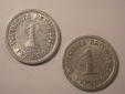 I11 KR 1 Pfennig 1917 A und F Alu  Originalbilder