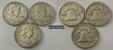 USA 3x 1/2 Dollar 1949,52 Franklin Half Dollar FM-Frankfurt  F...