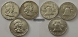 USA 3x 1/2 Dollar 1958/59 Franklin Half Dollar FM-Frankfurt  F...