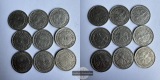 9x 50 Reichspfennig div. Jg. FM-Frankfurt KM#49 Nickel: 31,6g