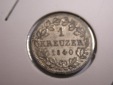 I20 Bayern  1 Kreuzer 1840 in vz-st  Originalbilder