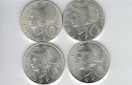 10 Schilling 1970 1971 1972 1973 Ag silber á 4,8g fein Öster...