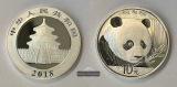 China 10 Yuan  2018  Panda KM#2410 FM-Frankfurt  Feinsilber: 2...