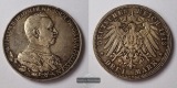 Dt. Kaiserreich. 3 Mark Wilhelm II Preußen 1913 Uniform A FM-...