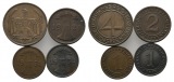 Weimarer Republik; 4 Kleinmünzen 1932/1924/1931/1934