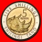 Ⰶ GROSSBRITANNIEN: KENIA ★ 5 SHILLING 2018 NASHORN! STG ST...