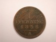J01 Preussen 1 Pfennig 1858 A in ss  Originalbilder
