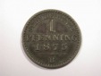 J01 Preussen 1 Pfennig 1873 B in ss+  Originalbilder