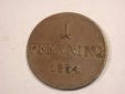 J03 Bayern  1 Pfennig  1834 in ss-vz    Originalbilder