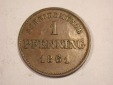 J03  Bayern  1 Pfennig 1861 in vz Originalbilder