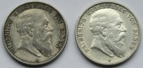 Kaiserreich: Baden, 2 Mark Friedrich I. (Jaeger 32), 2 Stück ...