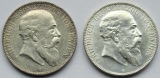 Kaiserreich: Baden, 5 Mark Friedrich I. (Jaeger 33), 2 Stück ...