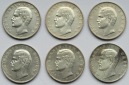 Kaiserreich: Bayern, 3 Mark Otto (Jaeger 47), 6 Stück (1908-1...