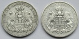 Kaiserreich: Hamburg, 5 Mark (Jaeger 62), 2 Stück (1875 + 1876)