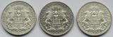 Kaiserreich: Hamburg, 5 Mark (Jaeger 65), 3 Stück (1902 + 190...
