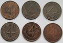 Weimarer Republik: Satz 4 Pfennig 1932, alle Prägestätten