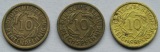 Weimarer Republik: 10 Pfennig 1923 G + 1926 G + 1933 J
