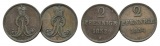 Altdeutschland; 2 Kleinmünzen 1853/1854