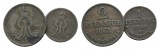Altdeutschland; 2 Kleinmünzen 1863/1860
