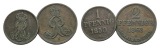 Altdeutschland; 2 Kleinmünzen 1850/1863