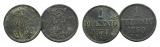 Altdeutschland; 2 Kleinmünzen 1850