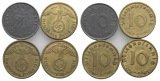 Deutsches Reich; 4 Kleinmünzen 1947/1937/1938/1939