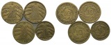 Weimerer Republik; 4 Kleinmünzen 1924-1935