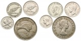 Neuseeland: Lot von 4 Kursmünzen, Georg VI. und Elisabeth II....